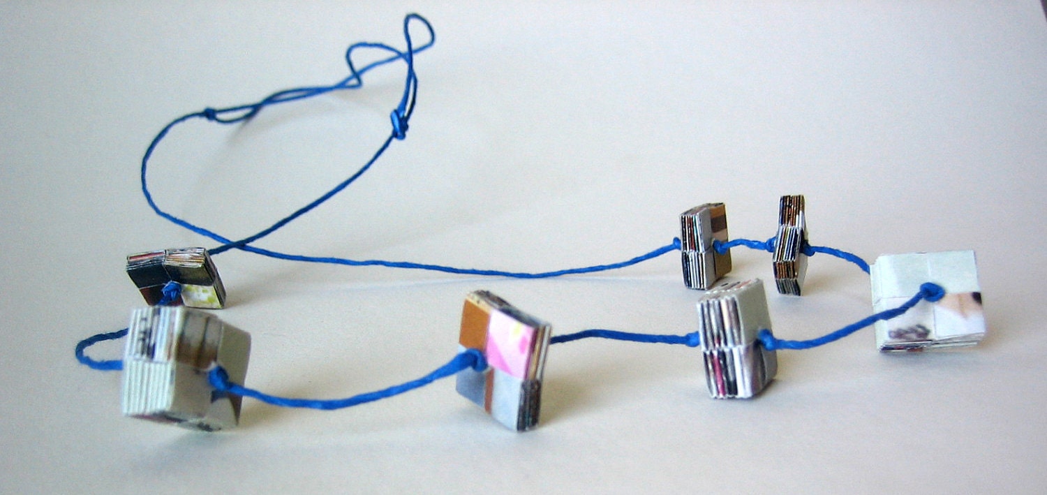 Eco Chic Layered Necklace on Cobalt Blue Cord