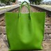 Parrot Green Leather Market Tote Bag Hand Made by Stacy Leigh Ready to Ship