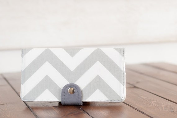 Handmade Wallet - BiFold Clutch Wallet / Chevron in Storm Gray -- PREORDER