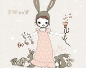 Sweet bunny   - digital art Print