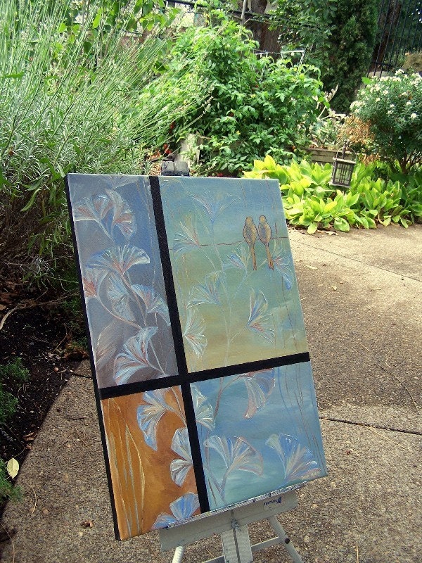 Bird Painting - Blue Painting - Contemporary Painting - ORIGINAL Modern Asian Inspired Painting by Oregon Artist, Dana Marie - EBSQ