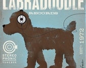 Labradoodle Records original graphic art on canvas 12 x 12 x 1.5 by by stephen fowler