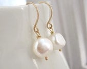 Wedding party jewelry, bridesmaids earrings, freshwater nugget pearl earrings, gold filled bridesmaids jewelry, bridal party gift