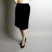 Vintage Pencil Skirt - Jet Black Soft Knee Length Vixen Small - Office Fashion