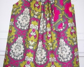 Pillowcase Dress FLORAL DAMASK Grey Hot Pink Sage Modern baby toddler girl