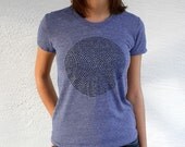 Womens Tshirt - Large -  blue Amerian Apparel heather track tshirt - Animal Collective Nouns top, womens tshirt, woman clothing, womans top