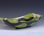 Nesting Bowls - Pear Lg & Sm Scooped Bowls, Set of 2-Colorful Handpainted Green Pear Pottery Serving Home Decor Gifts  BWP-296, BWP-295