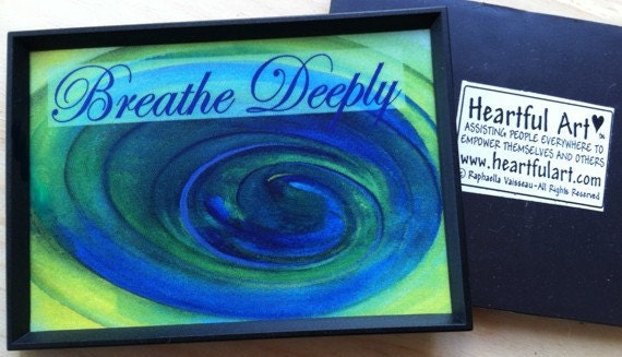BREATHE DEEPLY MAGNET Yoga Meditation Inspirational Words Heartful Art by Raphaella Vaisseau
