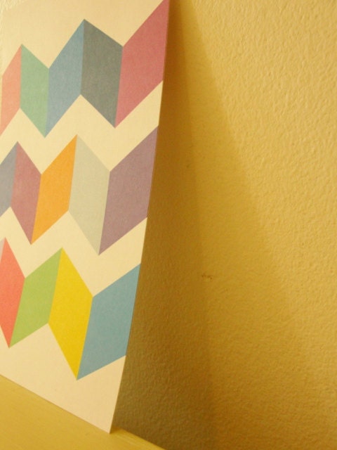 GEOMETRIC. colorful cube design. room decor. art print