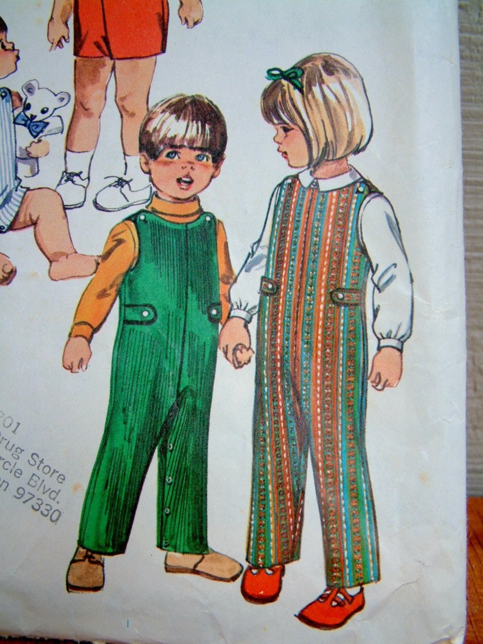 Toddler Child Size 4 Vintage 1970's Jumpsuit and Shirt Simplicity Sewing Pattern