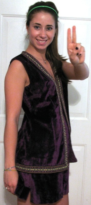 Great Gatsby Party Girl Dress Vintage Skirt & Vest  Purple Velvet  Flapper retro 20's style fashion classic 1920's design  Woman Size 7-8
