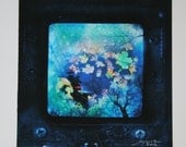 On Sale, Special priced Deep blue set, 4x4, 2 for 20, Original Signed, Fine Art altered photographs, Blue decor, Koi, Home decor, art