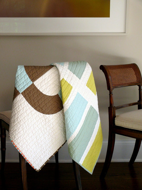 Modern Baby Quilt - Blue and Green