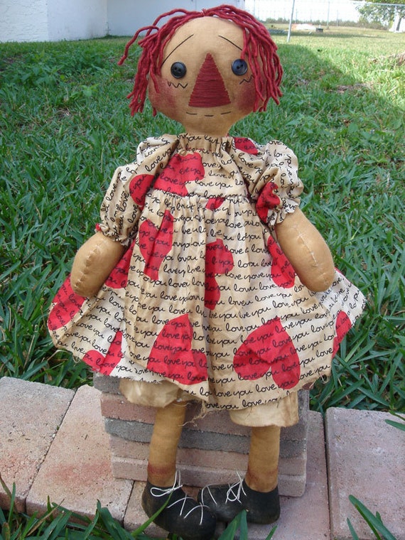 Raggedy Ann doll Primitive Sewing pattern I by AnniesCupboards