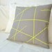 Grey linen with neon yellow stripes pillow cover, modern graphic design for your home, Mikado Series