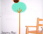 Modern Tree with Owl Wall Decal - Polka Dot Circle Tree - Vinyl Wall Art Sticker - CT123A