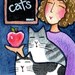 Teacher's Gift/ Cat Lady Art/ Original ACEO Watercolor Painting