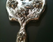 1920s vintage silver ART NOUVEAU art deco hand mirror