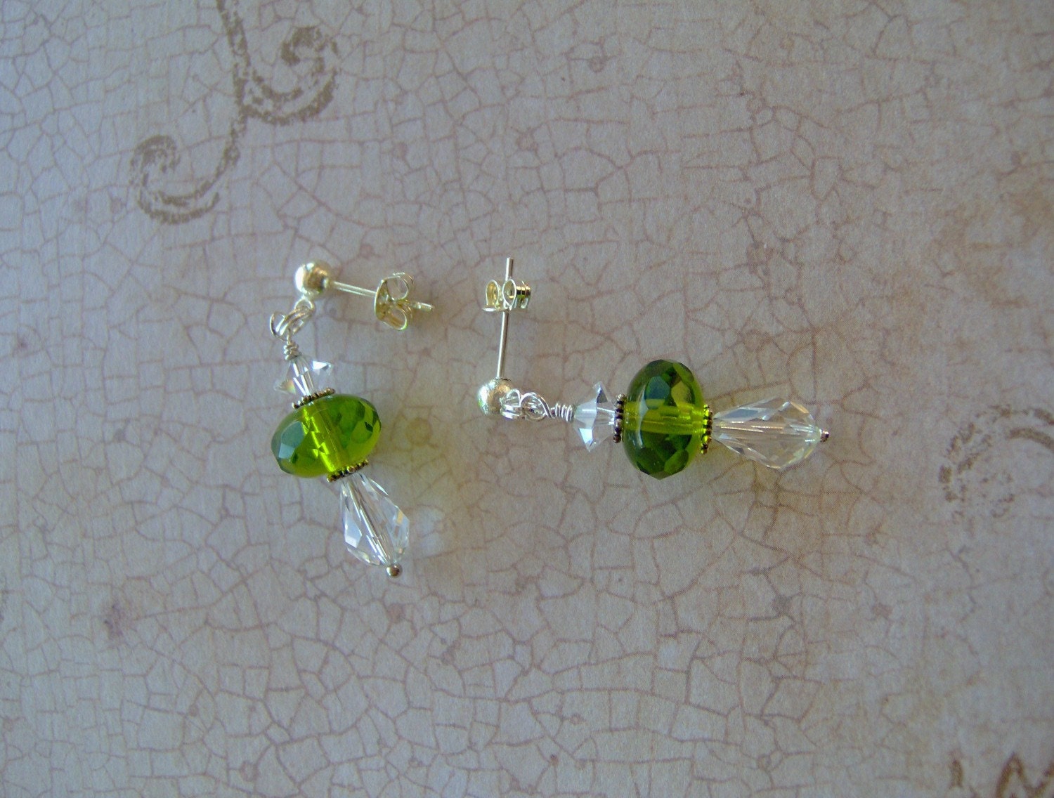 Crystal Earrings - Swarovski Crystal Artisan Earrings - Sterling Silver-Silver Plated
