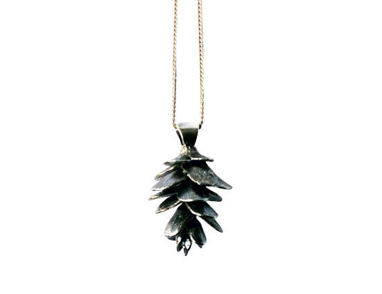 Pinecone Necklace Silver Pendant Charm