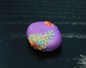 Royale - Lovely handmade Pendant Bead - Polymer Clay Focal bead in shimmery matte Purple, multi shades and swarowski crystal