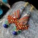 Lapiz. Green Onyx and mexican Opal quartz with brass filigree, floral clay detailed earrings in goldfill and vermeil - The Brocade Sari