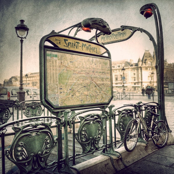 Parisian decor, Paris Photography, Paris decor, Steampunk decor, Wall art, Wall decor, Home decor, Subway signs, Paris metro, 8x8(20x20cm)