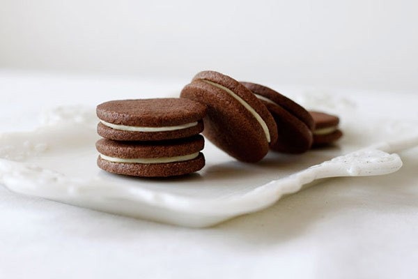 Chocolate Earl Grey Sandwich Cookies with white chocolate filling - whimsyandspice