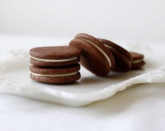 Chocolate Earl Grey Sandwich Cookies with white chocolate filling