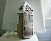 maison haute et étroite. soft sculpture house - textile and paper  ready to ship.