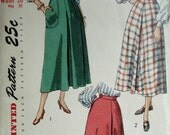 Vintage 1940s Skirt Pattern Pleated Skirt Simplicity 2665 Waist 26 Rockabilly