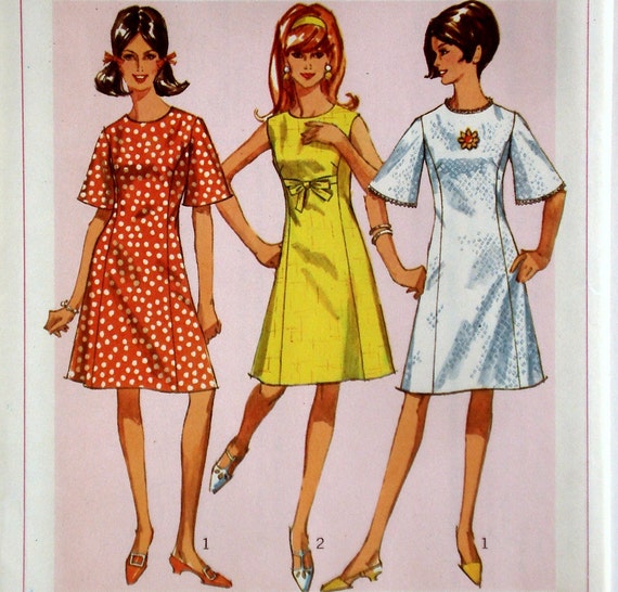 Items similar to Vintage 60s Mod Dress Pattern Simplicity 6936 Bust 32