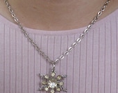 Vintage Rhinestone Starburst Pendant Necklace