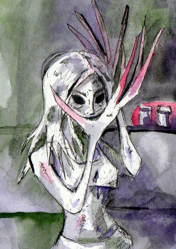 Left 4 Dead - Pills There - Signed Print - Zombie Witch - Watercolor Reproduction