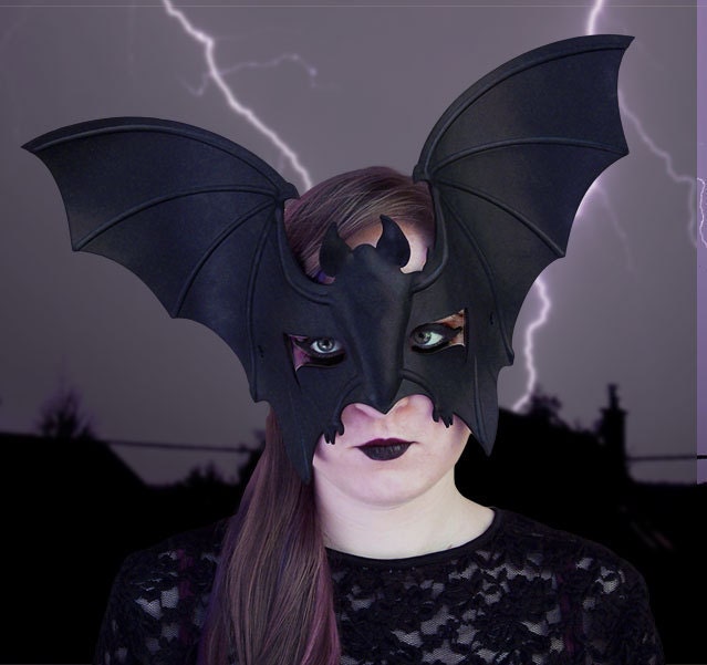 Bat Mask in Black Leather
