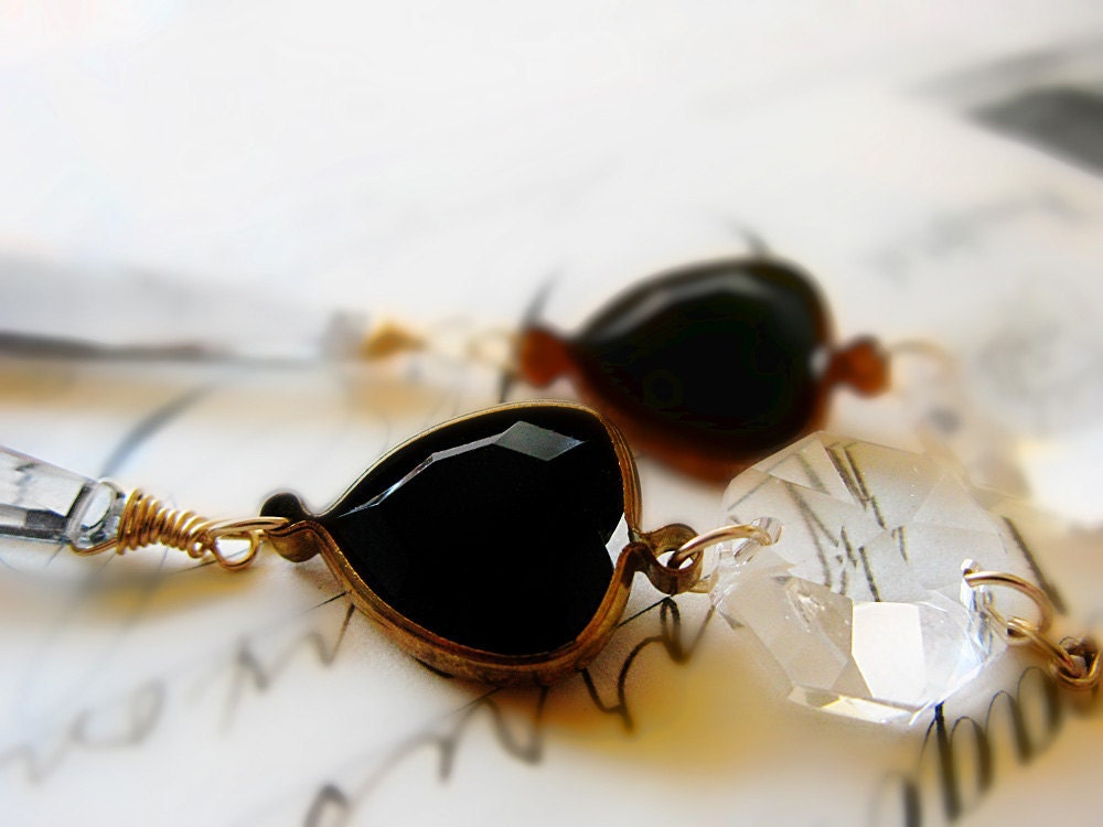 Statement earrings, - OOAK black heart Vintage lucite earrings, one of a kind, elegant Regency shoulder duste, dangle