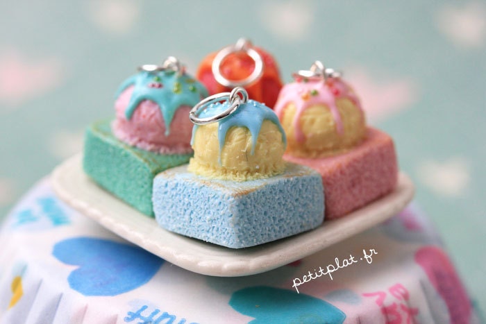 SALE - 50% WAS 18 now 9 - Rainbow Cake Pendant - Miniature Food Jewelry - Gateau Collection