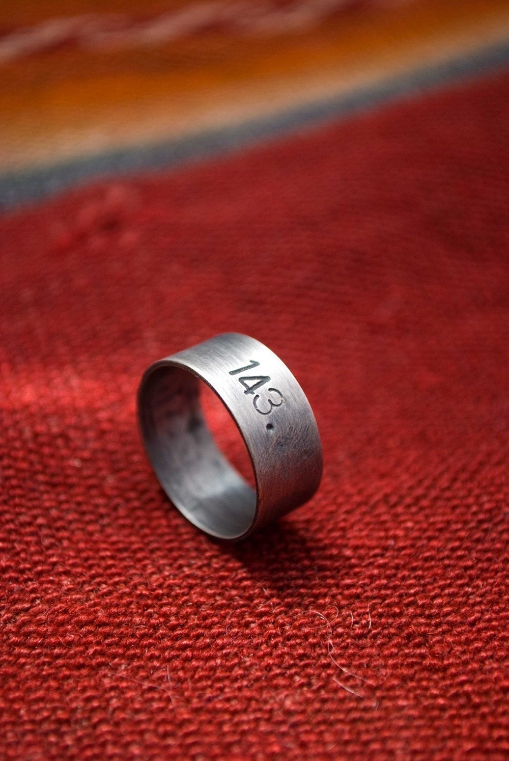143 (I Love You): sterling silver numerical message smooth band - personalized/unisex ring