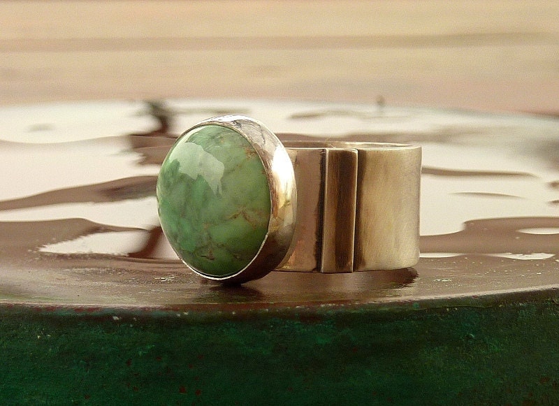 Australian Variscite ring, Cocktail ring, Gemstone ring, sterling silver ring,  Statement ring