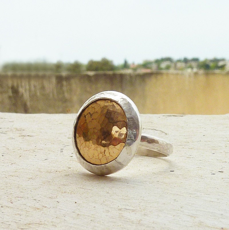 Gold and silver dome ring