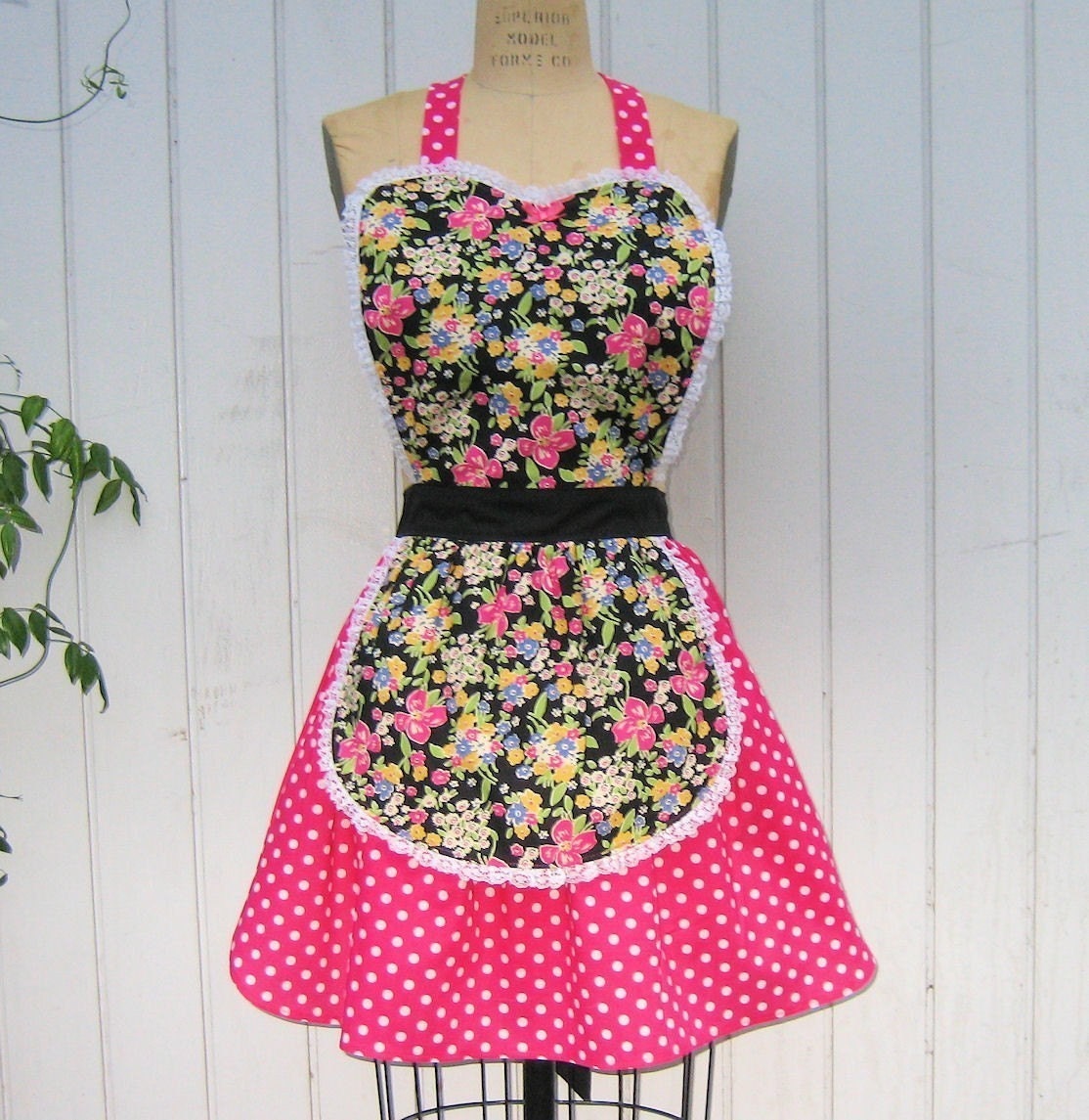 Apron In Retro Pink Betsey Floral With By Loverdoversclothing 