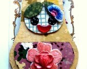 Betty Babushka Lino Brooch