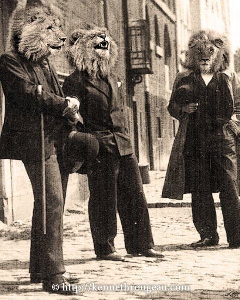 Dandy Lions - 11x14 Anthropomorphic Lions Fantasy Animal Fine Art Print