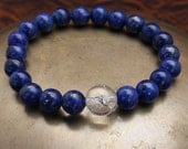 Lapis Lazuli Wrist Mala with Quartz Crystal Yoga and Meditation Prayer Beads