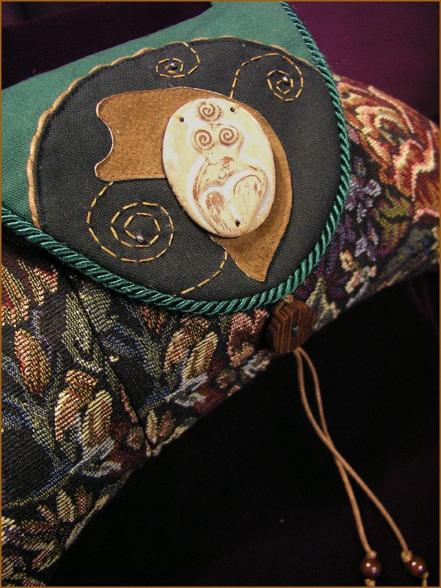 Curvy Goddess Renaissance Style OOAK Ornate Shoulder Jewelry Crescent Bag