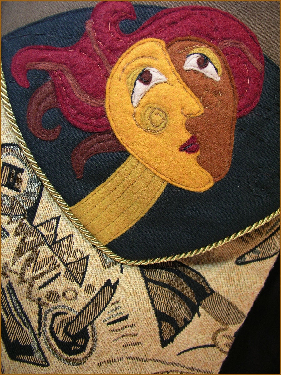 Fiber Art Fanciful FINN Bag Wearable Art BIG Tapestry Shoulder Bag
