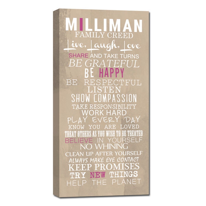 Family Rules Sign, Wall Art Distressed Canvas, In this house we do, Customizable Family Rules 20X40