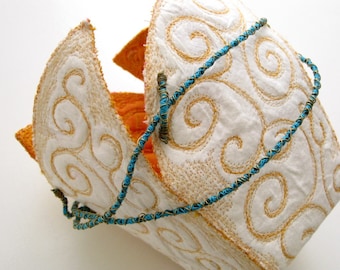 Unique OOAK handmade basket white orange