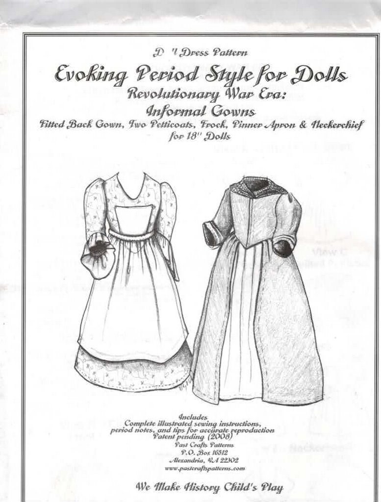 Doll Sewing Pattern 18th Century Style 18 by historicallypatterns