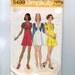 1970s Vintage Sewing Pattern Simplicity 5499 Mod Mini Dress High Waist Size 10 Bust 32 1/2 1973 70s